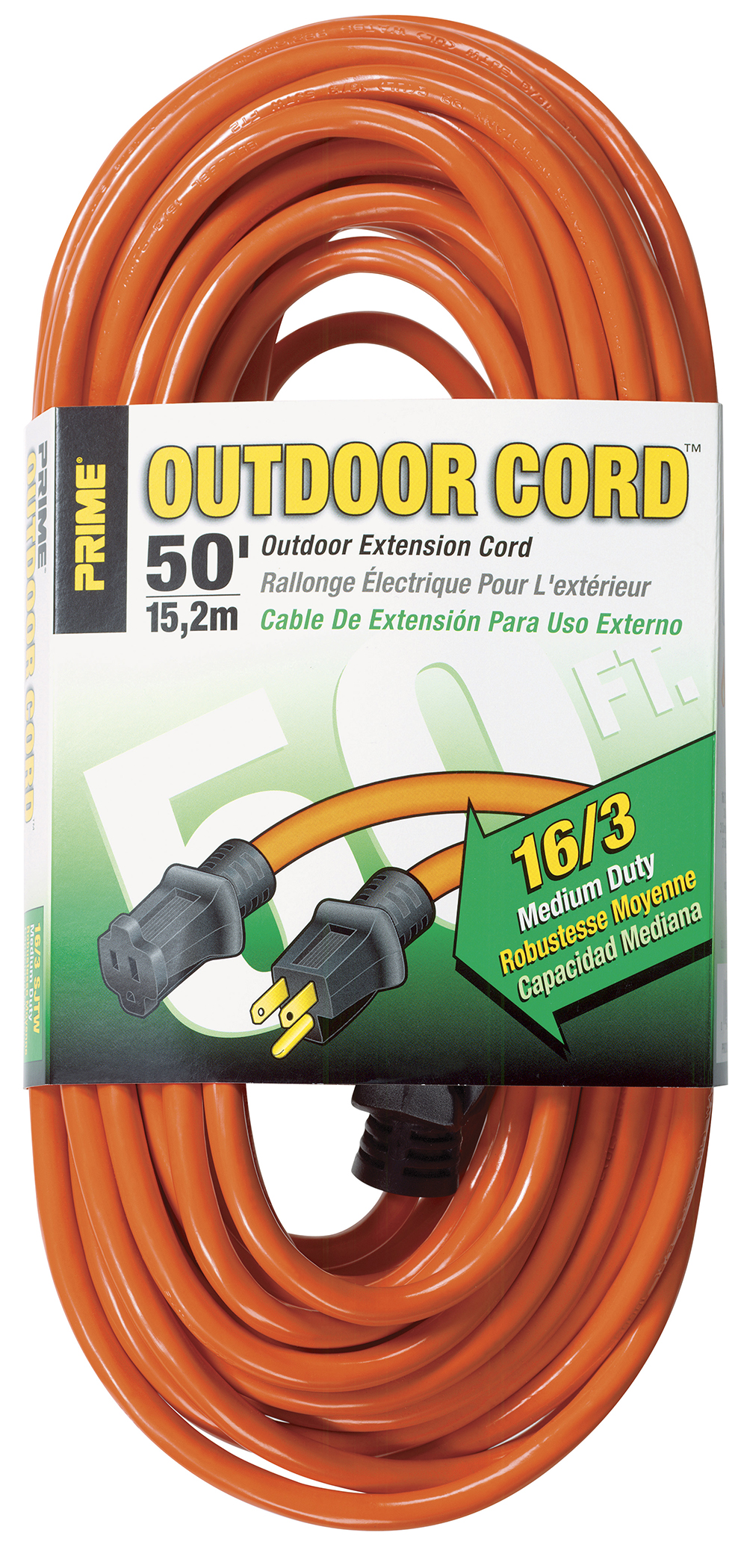 Prime EC501630 50' 16/3 SJTW Orange Extension Cord